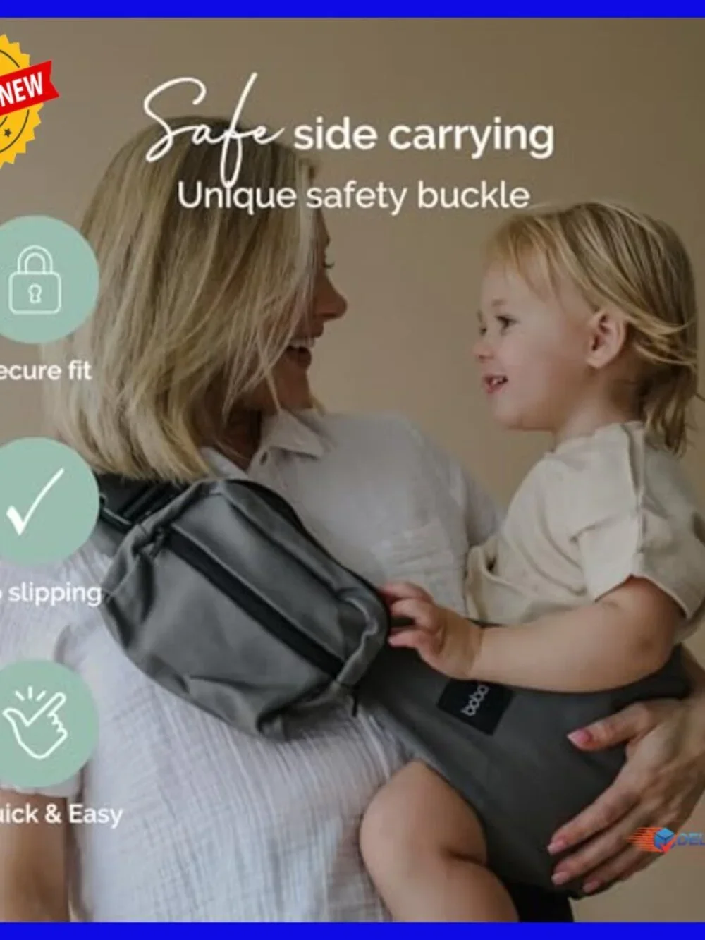 Toddler Hip Carrier Sling with Adjustable Straps, Safety Buckle, Travel Bag